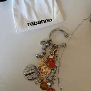 RABANNE NEW Exclusive Gift Silver and Gold Keychain Bag Charm $139